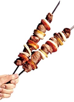 PAMCHAL 6-Piece Stainless Steel BBQ Skewers Round With Wooden Handle For Making Kabab  - Image 2