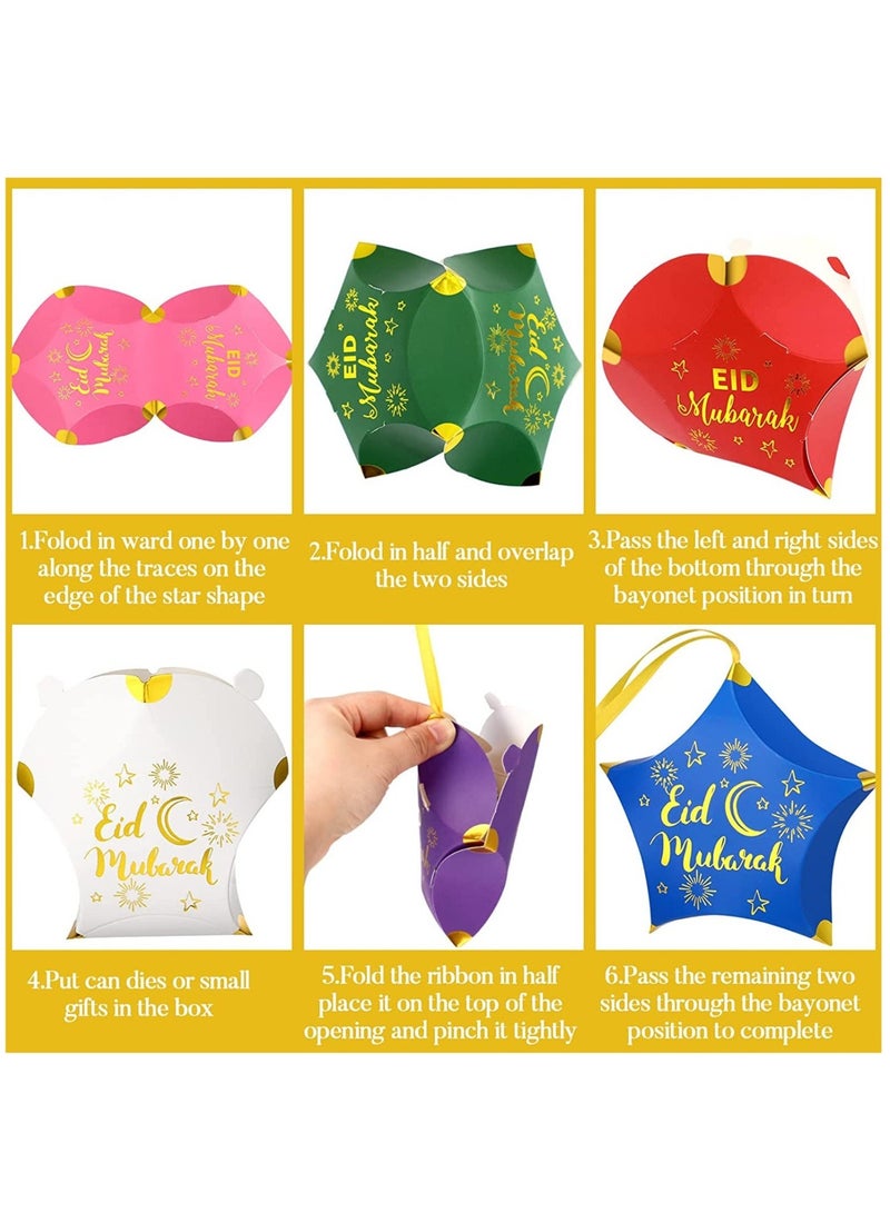 MS Eid Mubarak Candy Star Shaped Ramadan Box Muslim Ramadan Gift Bags Eid Mubarak Party Favors Decorations Paper Ramadan Treat Boxes Eid Favor Box for Eid Party Supplies - Image 2