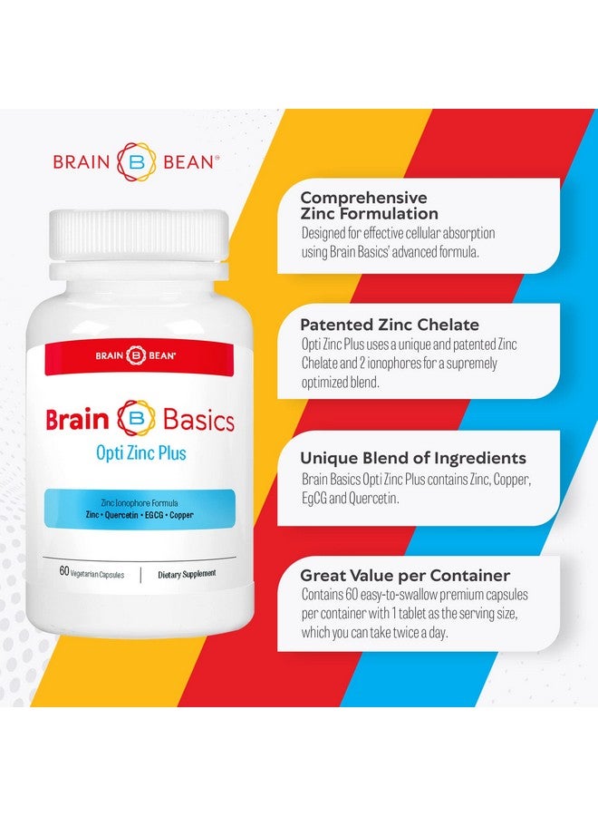 Brain-Bean Brain Basics Opti Zinc Plus - Zinc Supplement with Quercetin, EGCG, and Copper. Immune Support Formula - 60 Tablets - Image 5