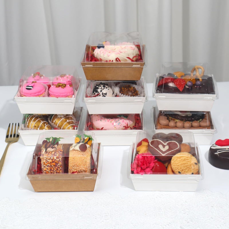 TEMLQPACK 100Pack 4 Inches Charcuterie Boxes with Clear Lids - Bakery, Chocolate Covered Strawberries, Mini Cake, Pie Boxes - Perfect for Christmas, Valentine's, Halloween - Image 5