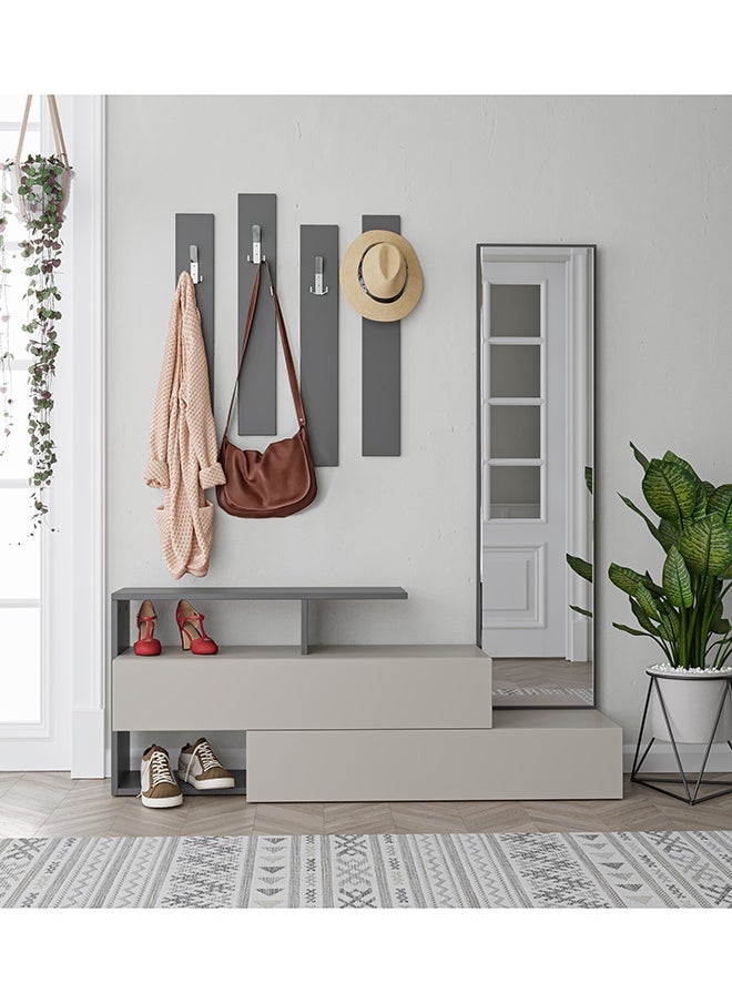 Mourah Home Ramda Hall Stand & Shoe Cabinet - 8 Pairs - Light Mocha/Dark Grey - 2 Years Warranty  - Image 2