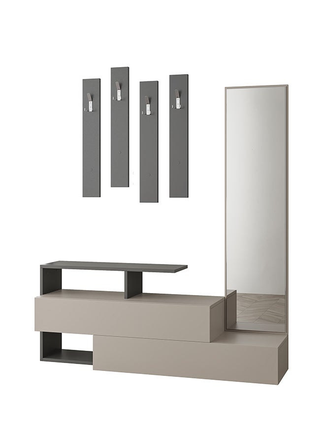 Mourah Home Ramda Hall Stand & Shoe Cabinet - 8 Pairs - Light Mocha/Dark Grey - 2 Years Warranty  - Image 3