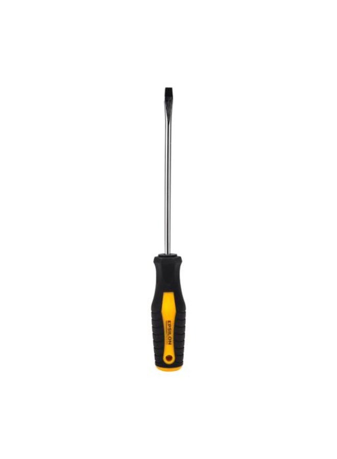 Epsilon Slotted Screwdriver ET1120 - 6 x 150 mm Flat Head Screwdriver with Double Injected Cushion Grip - Heat-Treated Carbon Steel Blade, Corrosion Resistant for DIY, Home, Electrical & Professional Use - Black & Yellow - Image 2