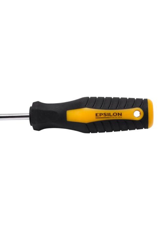 Epsilon Slotted Screwdriver ET1120 - 6 x 150 mm Flat Head Screwdriver with Double Injected Cushion Grip - Heat-Treated Carbon Steel Blade, Corrosion Resistant for DIY, Home, Electrical & Professional Use - Black & Yellow - Image 4