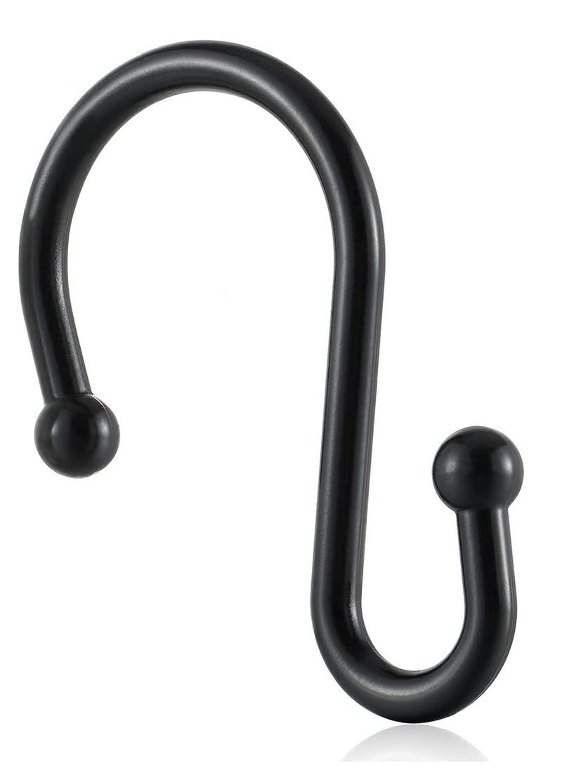 Black Shower Curtain Hooks, Metal Rust Resistant Shower Rings Decorative, S Shaped ​Hooks Hangers for Bathroom Curtains,Clothing,Towels(12 PCS) - Image 2