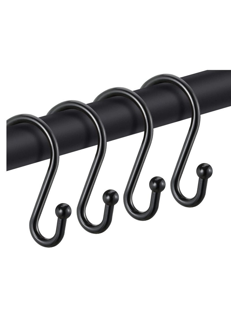 Black Shower Curtain Hooks, Metal Rust Resistant Shower Rings Decorative, S Shaped ​Hooks Hangers for Bathroom Curtains,Clothing,Towels(12 PCS) - Image 1