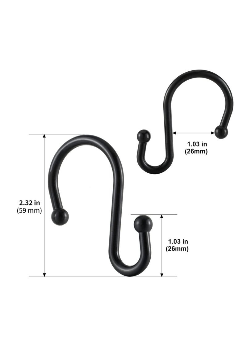 Black Shower Curtain Hooks, Metal Rust Resistant Shower Rings Decorative, S Shaped ​Hooks Hangers for Bathroom Curtains,Clothing,Towels(12 PCS) - Image 3