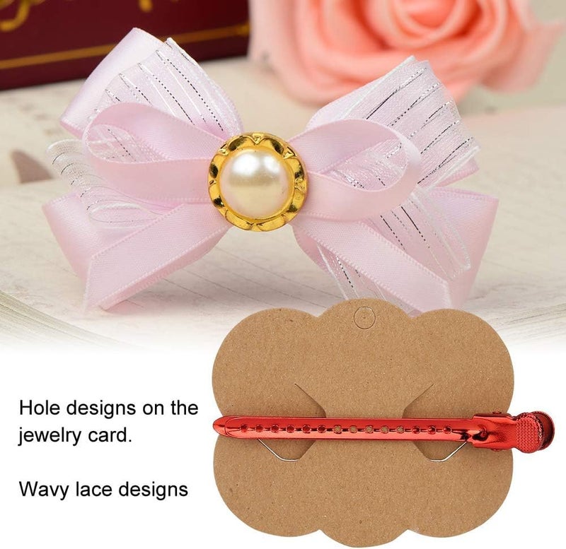 Zenomia Hair Clip Display Cards Kraft Paper Hair Bow Holder DIY Bow Hair Pin Packaging Card for Barrettes Accessories Display and Organizing 50pcs(3.5x2.8inch) - Image 5