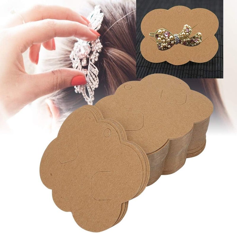 Zenomia Hair Clip Display Cards Kraft Paper Hair Bow Holder DIY Bow Hair Pin Packaging Card for Barrettes Accessories Display and Organizing 50pcs(3.5x2.8inch) - Image 3