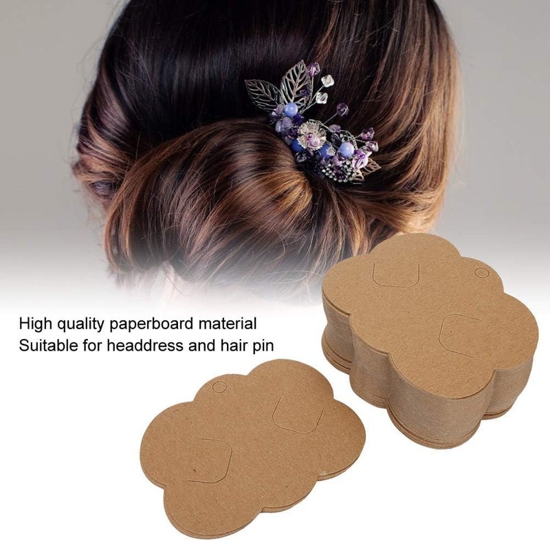 Zenomia Hair Clip Display Cards Kraft Paper Hair Bow Holder DIY Bow Hair Pin Packaging Card for Barrettes Accessories Display and Organizing 50pcs(3.5x2.8inch) - Image 4