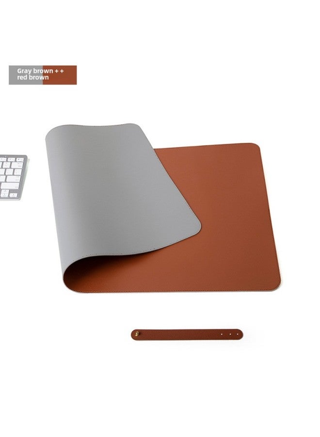 Extra Large Computer Desk Mat Waterproof Leather Mouse Pad Logo Customizable Dining Table Placemat Digital Pattern-Color:60 * 30cm Sewing Line-Pattern:Double-sided = Gray + Red Brown  - Image 1