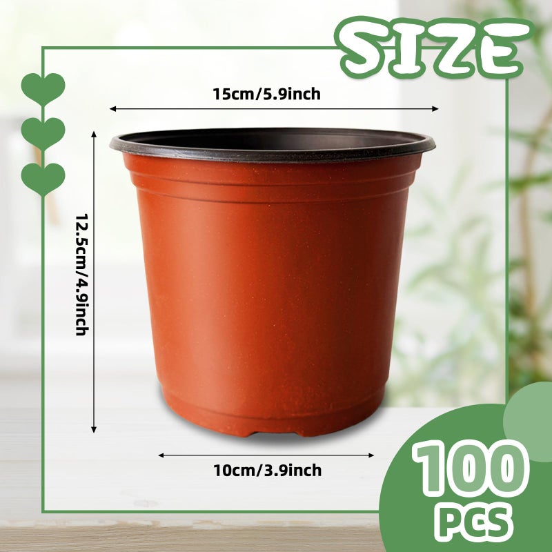 Baaxxango 100 Pcs Plant Nursery Pots,6 Inch Thicker Plastic Seedling Pots with Holes,Seed Starting Pot Flower Plant Container for Succulents,Seedlings,Cuttings,Transplanting - Image 2