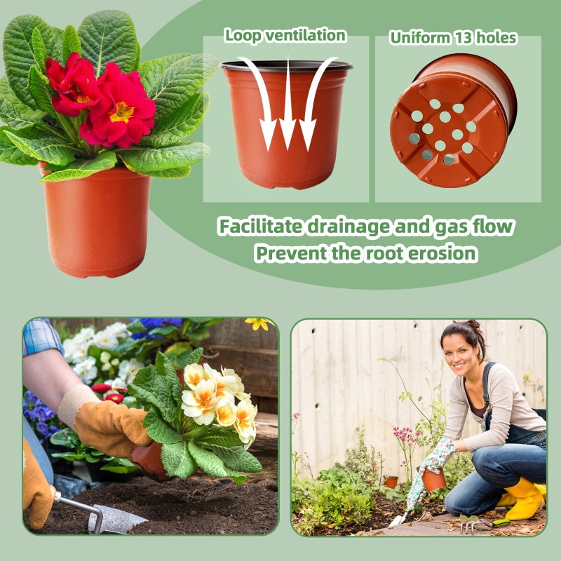 Baaxxango 100 Pcs Plant Nursery Pots,6 Inch Thicker Plastic Seedling Pots with Holes,Seed Starting Pot Flower Plant Container for Succulents,Seedlings,Cuttings,Transplanting - Image 5