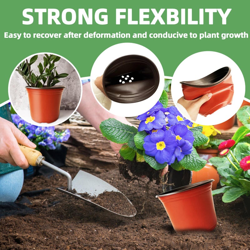 Baaxxango 100 Pcs Plant Nursery Pots,6 Inch Thicker Plastic Seedling Pots with Holes,Seed Starting Pot Flower Plant Container for Succulents,Seedlings,Cuttings,Transplanting - Image 3