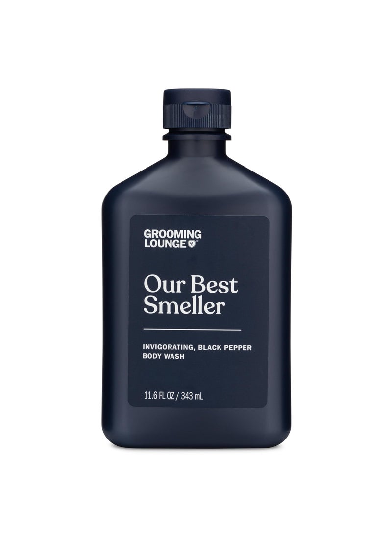 Grooming Lounge Grooming Lounge Our Best Smeller Body Wash - Moisturizing, Clarifying Foaming Shower Scrub - Fresh, Classic, Suave Fragrance of Acai, Aloe Vera, Seaweed, and Black Pepper - Dry Skin Defense - 11.5 oz 