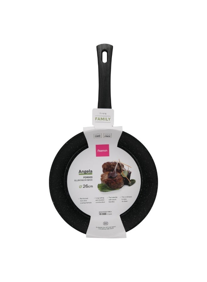Fissman Angela 20x4.5cm Non-Stick Aluminium Frying Pan, Compact Black Skillet For Breakfast And Small Meals - Image 4