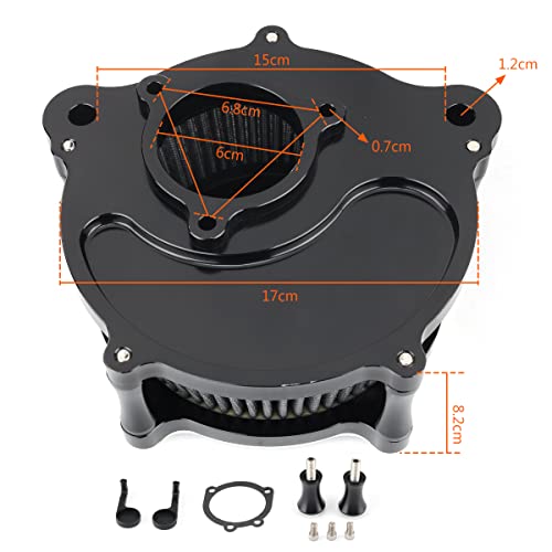 FIASRAC Skull Style Motorcycle Air Cleaner Kit Fit For Harley Touring Softail M8 2017-2024 CNC Aluminum High Flow Air Filter Replaceable Washable Filter Element (Black) - Image 2