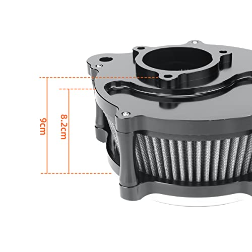 FIASRAC Skull Style Motorcycle Air Cleaner Kit Fit For Harley Touring Softail M8 2017-2024 CNC Aluminum High Flow Air Filter Replaceable Washable Filter Element (Black) - Image 3