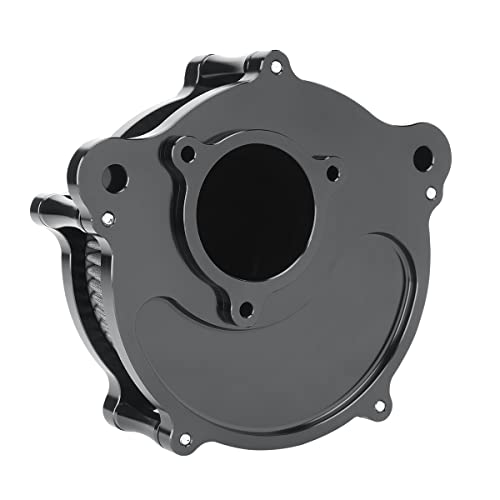 FIASRAC Skull Style Motorcycle Air Cleaner Kit Fit For Harley Touring Softail M8 2017-2024 CNC Aluminum High Flow Air Filter Replaceable Washable Filter Element (Black) - Image 4