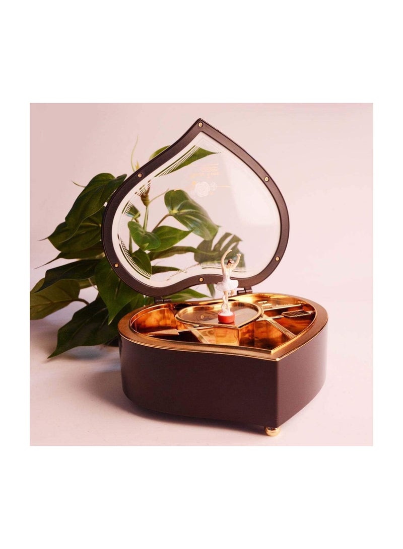 general Music Box with Ballerina Heart Shaped Musical Toys - Music Box Gift for Christmas, Valentine's Day and Birthday (Brown) - Image 3