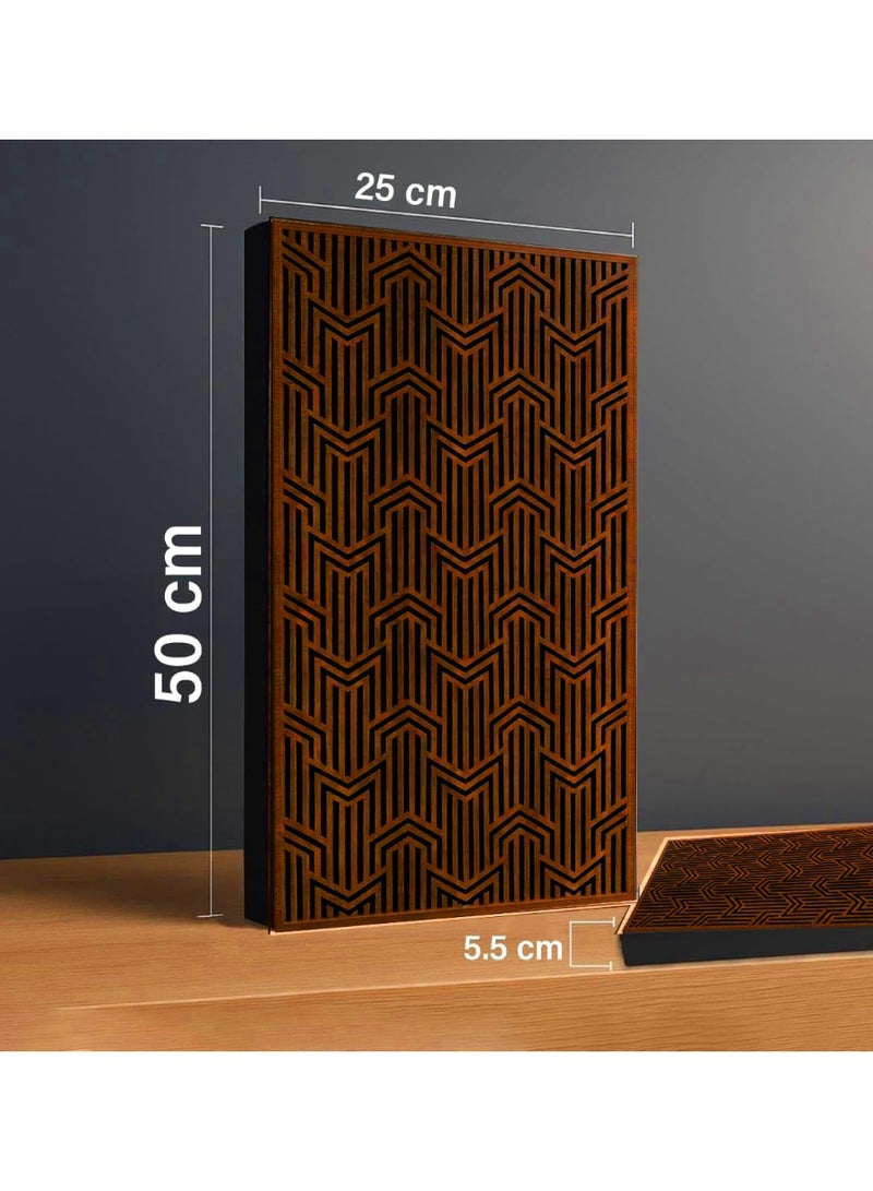 Acoustic Motion Acoustic diffuser panels 25x50x5.5 cm METRIX design with Self-Adhesive,Sound Proof,Diffusion Panels for Home,Studio,Office,Wall art Foam+wood Boards For Acoustic Room Treatment,Brown,4 pieces - Image 2