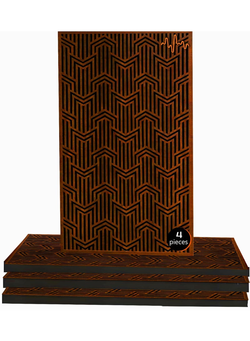 Acoustic Motion Acoustic diffuser panels 25x50x5.5 cm METRIX design with Self-Adhesive,Sound Proof,Diffusion Panels for Home,Studio,Office,Wall art Foam+wood Boards For Acoustic Room Treatment,Brown,4 pieces - Image 1