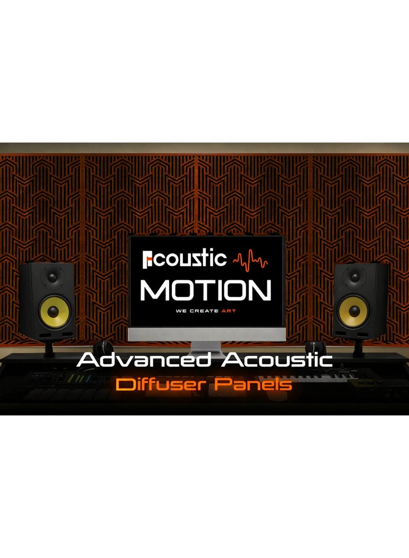 Acoustic Motion Acoustic diffuser panels 25x50x5.5 cm METRIX design with Self-Adhesive,Sound Proof,Diffusion Panels for Home,Studio,Office,Wall art Foam+wood Boards For Acoustic Room Treatment,Brown,4 pieces - Image 3