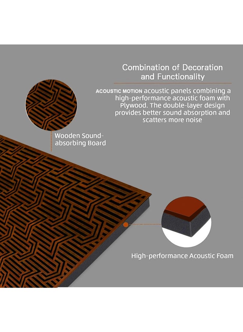 Acoustic Motion Acoustic diffuser panels 25x50x5.5 cm METRIX design with Self-Adhesive,Sound Proof,Diffusion Panels for Home,Studio,Office,Wall art Foam+wood Boards For Acoustic Room Treatment,Brown,4 pieces - Image 4