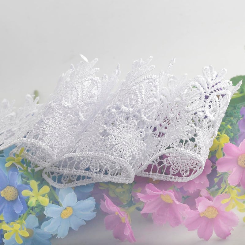 Kuasting 7.5 Yards Floral Lace Edge Trim 9CM Tassel Trims Width Europe Chips Pattern Inelastic Embroidery Lace Trim for Sewing Making, DIY Crafts, Gift Wrapping, Wedding Decor (White) - Image 5