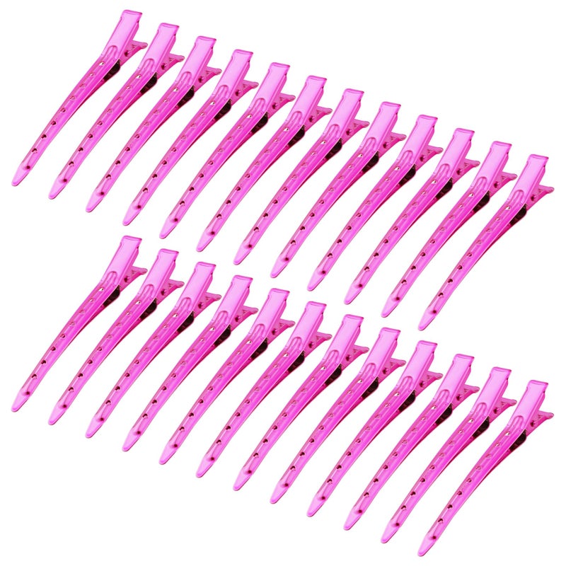 Bantoye 24 Packs Duck Bill Clips Bantoye 335 Inches Rustproof Metal Alligator Curl Clips with Holes for Hair Styling Hair Coloring Bright Pink - Image 3