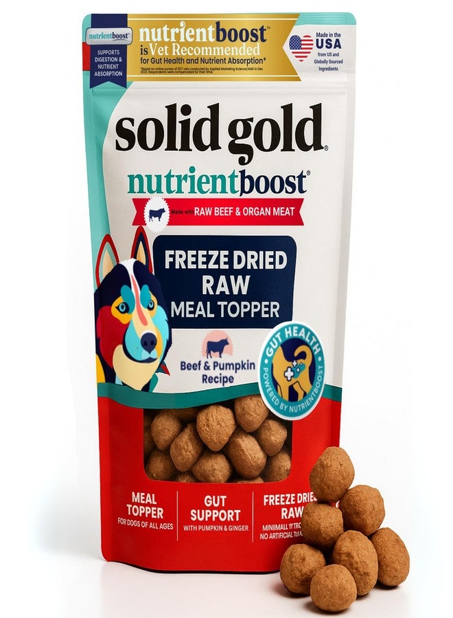 Solid Gold Freeze Dried Dog Food - W/Real Beef, Pumpkin & Superfoods - Freeze Dried Raw Dog Food Toppers for Picky Eaters to Serve as a Nutrient-Dense Meal Topper or High Protein Treats - 12oz - Image 1