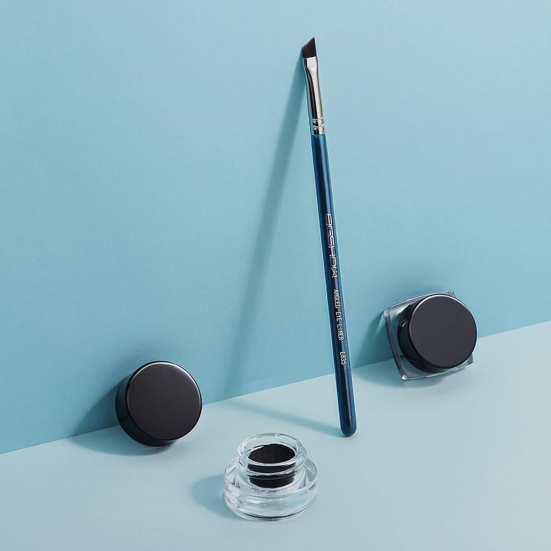 EIGSHOW Eyeliner Brush Fine Angled - PRO Precision Gel Eye Liner Makeup Brush -Ultra Thin Slanted Flat Angle - Premium Cruelty Free Synthetic Bristles (E835 Blue) - Image 5
