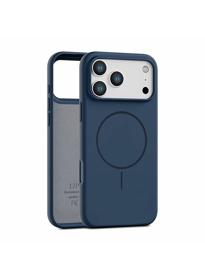 O Ozone Magnetic Silicone Case For iPhone 17 Pro Max |Compatible with MagSafe| Liquid Silicone Material Anti-Scratch Microfiber Lining Phone Cover with Camera Lens Protection - Dark Blue - Image 1