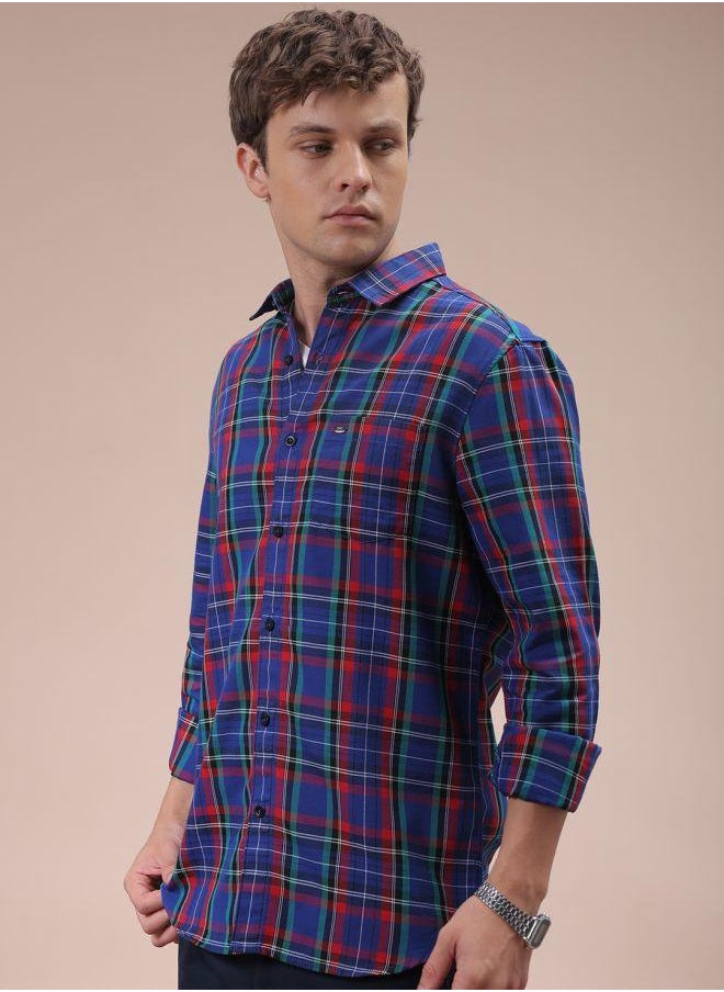The Indian Garage Co Men Slim Fit Checkered Full Sleeves Cutaway Collar Casual Shirt  - Image 4