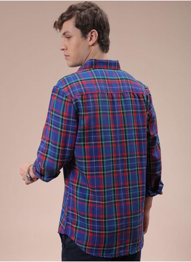 The Indian Garage Co Men Slim Fit Checkered Full Sleeves Cutaway Collar Casual Shirt  - Image 2