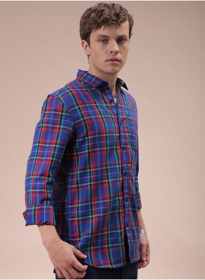 The Indian Garage Co Men Slim Fit Checkered Full Sleeves Cutaway Collar Casual Shirt  - Image 5