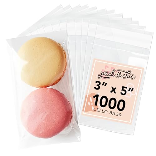 Pack It Chic - 3” X 5” (1000 Pack) Clear Resealable Cello Bags - Candy, Treats, and Party Favors - Self Seal - Image 1