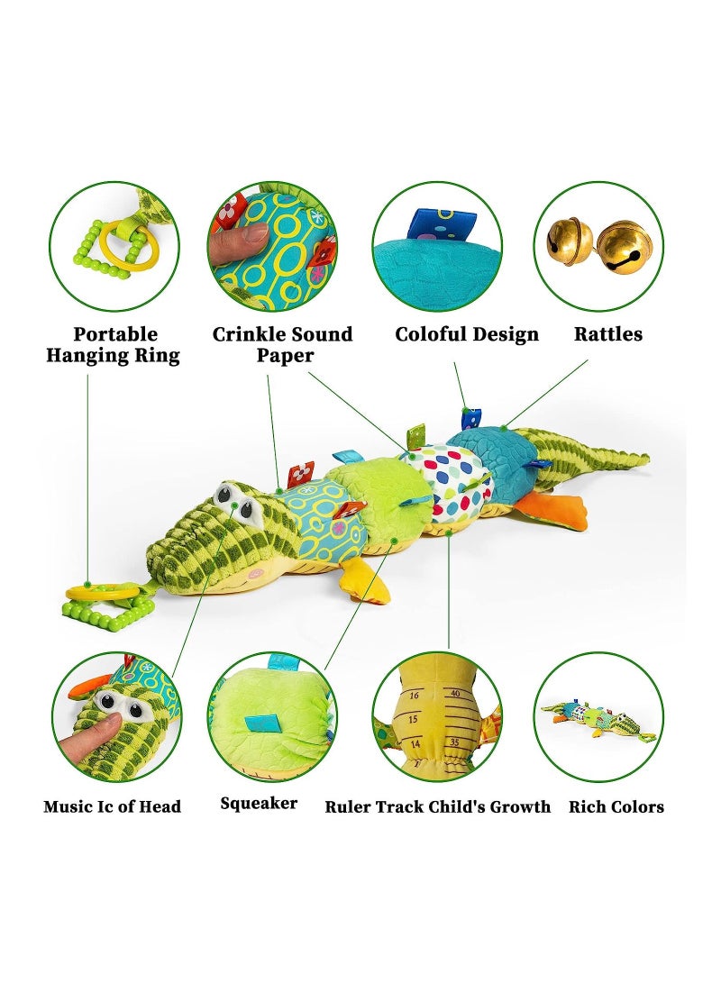 KASTWAVE Baby Musical Plush Animal Toy, Activity Sensory Crinkle Rattles Multiple Textures Infant Musical Toys for Tummy Time 0-3-6-12 Months Boys & Girls-Alligator - Image 5