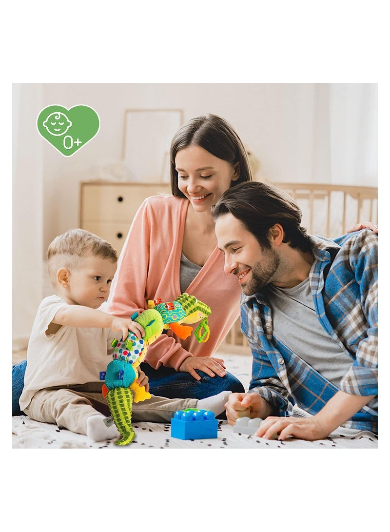 KASTWAVE Baby Musical Plush Animal Toy, Activity Sensory Crinkle Rattles Multiple Textures Infant Musical Toys for Tummy Time 0-3-6-12 Months Boys & Girls-Alligator - Image 4