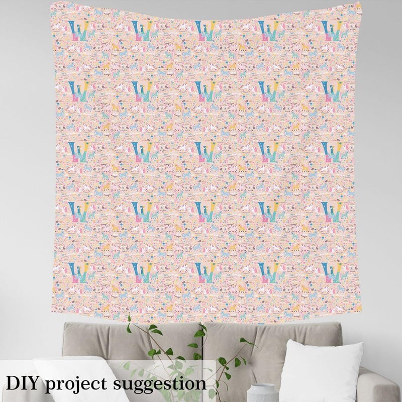 Erosebridal Monogram Unicorn Fabric By The Yard for Chairs, Pink Unicorn Rainbow Floral 3 Yards Upholstery Fabric, Customized Letter W Waterproof Fabrics, Colorful Galaxy Pillows Cushions Decor - Image 3