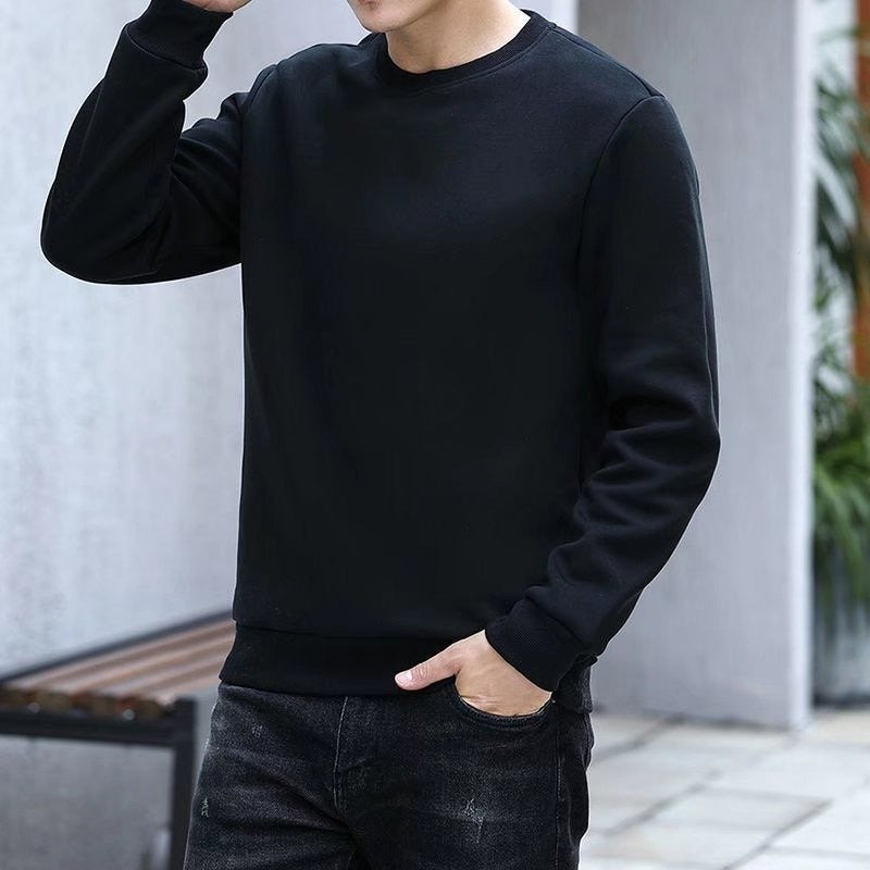 Casual Warm Long Sleeve Thick Pullover Black 