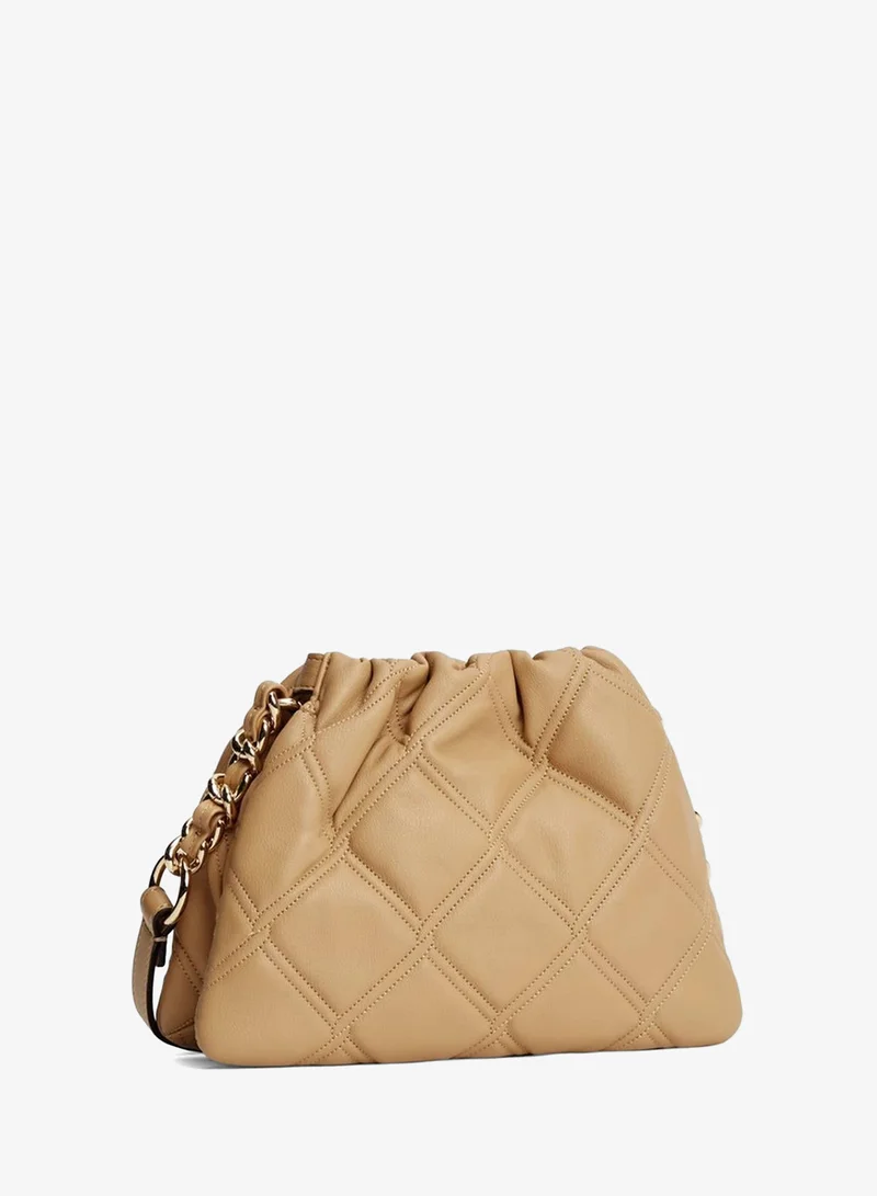 Tommy Hilfiger Classic Khaki Quilted Chain TH Monogram Crossbody Bag for Women | Best Price UAE