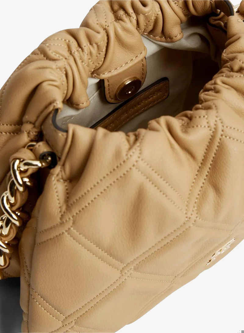 Tommy Hilfiger Classic Khaki Quilted Chain TH Monogram Crossbody Bag for Women | Best Price UAE