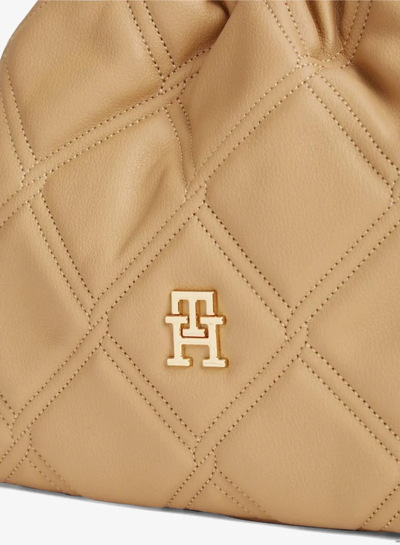 Tommy Hilfiger Classic Khaki Quilted Chain TH Monogram Crossbody Bag for Women | Best Price UAE