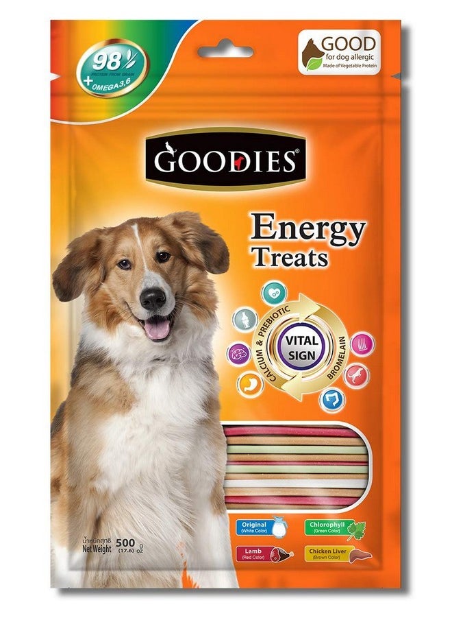 Goodies Ps Trader 500 Gm Assorted Energy Treats Stick Shape Dog Treats For All Life Stages, Vegetable Flavour,Pack Of 1  - Image 1