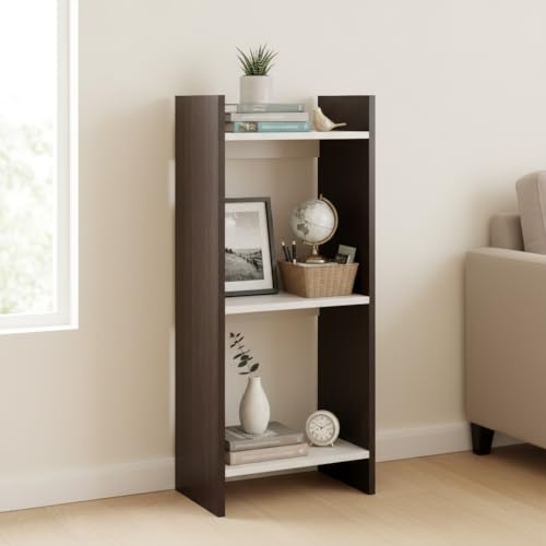 FURNEASER Denn 3-Tier Engineered Wood Multipurpose Bookscase Rack Bookshelf, Storage Cabinet Organizer Stand for Home & Office - DIY Rack (Wenge & White) - Image 5