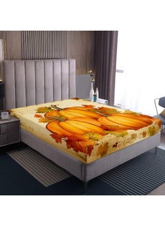 Erosebridal Erosebridal Fall Pumpkin King Sheets Autumn Harvest Bed Set, Vintage Watercolor Style Bed Sheets Set Maple Leaf Sheet Set, Happy Thanksgiving Bedding Set Orange Beige  - Image 5