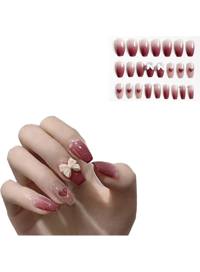 24 قطعة من الأظافر الصناعية القابلة للإزالة مجموعة أظافر صناعية فن الأظافر نصائح العناية بالأظافر - Image 1