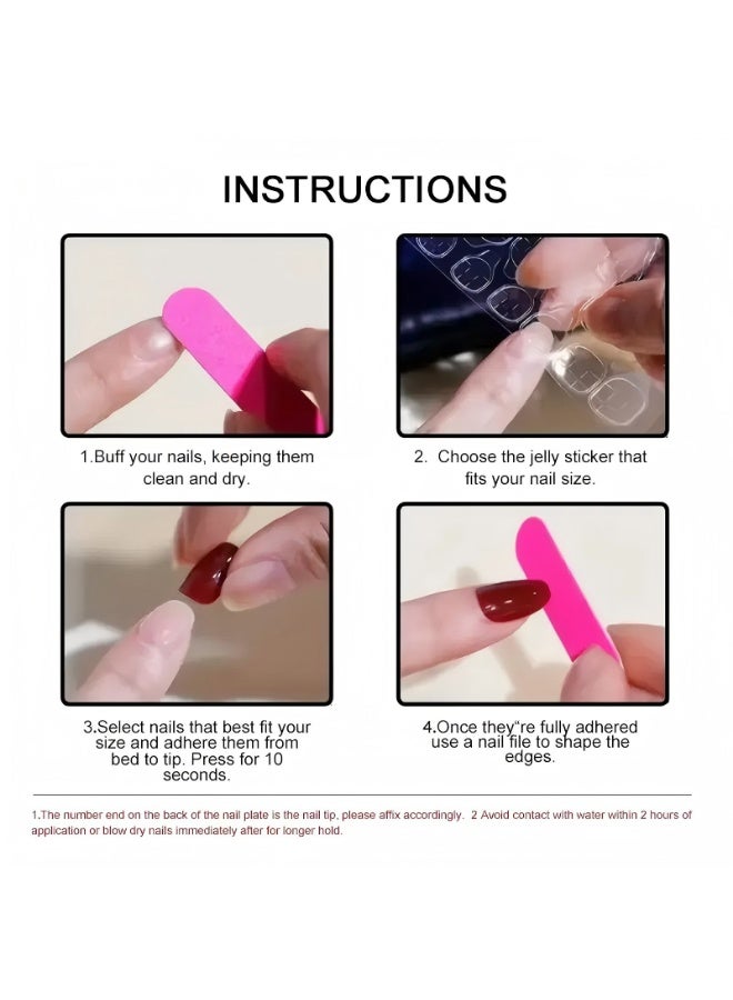 24 قطعة من الأظافر الصناعية القابلة للإزالة مجموعة أظافر صناعية فن الأظافر نصائح العناية بالأظافر - Image 2