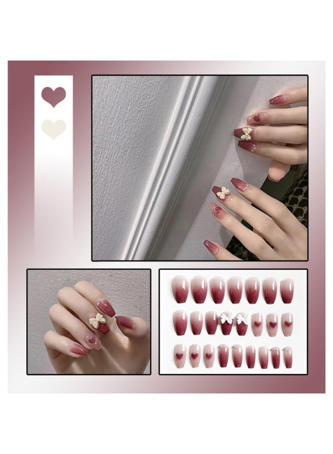 24 قطعة من الأظافر الصناعية القابلة للإزالة مجموعة أظافر صناعية فن الأظافر نصائح العناية بالأظافر - Image 3